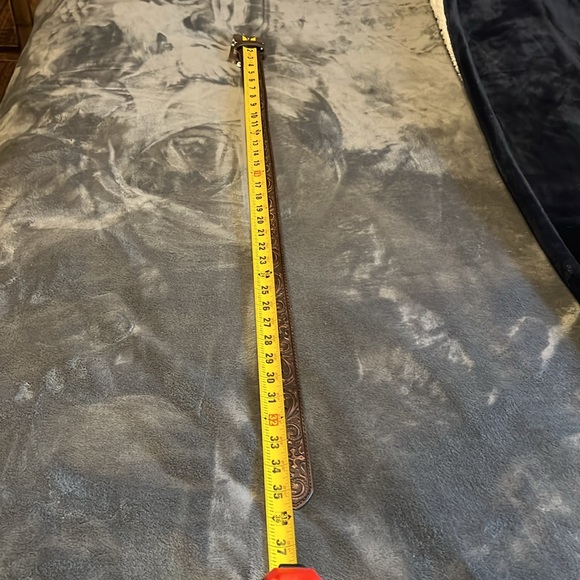 NOCONA Brown WESTERN LEATHER Belt Teal Buckle S - Picture 4 of 10